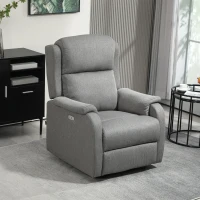 HOMCOM Fotoliu Reclinabil cu Suport pentru Picioare, din Material Textil cu Aspect de In, Lemn și Metal, 77x91x106 cm, Gri Închis(m-2)