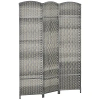 HOMCOM Separador de Ambientes de 3 Paneles Biombo Plegable 135x180 cm Pantalla de Privacidad de Polipropileno Gris Mixto(m-1)
