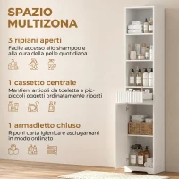 HOMCOM Mobile da Bagno Alto, Mobile Autoportante con Ripiano Regolabile(m-4)