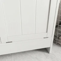 kleankin Meuble salle de bain avec panier à linge, armoire salle de bain en bois avec 2 portes et 2 paniers, 66x33x68cm, blanc(m-9)