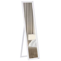 HOMCOM Espejo de Cuerpo Entero de Pie o para Colgar de Estilo Moderno para Pasillo Dormitorio 37x37x154 cm Blanco(m-12)