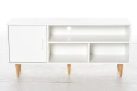 HOMCOM Mueble de TV para Televisores de hasta 60" Mesa para TV de Salón Comedor Moderna con Armario y 3 Compartimentos 120x40x55 cm Blanco(m-11)