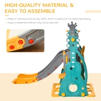 HOMCOM 3-IN-1 Kids Swing and Slide Set with Basketball Hoop Slide Swing Adjustable Seat Height Toddler Playground Activity centre Indoor and Outdoor Play Equipment(m-6)