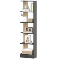 HOMCOM Bibliothèque Étagère de Rangement avec 5 Compartiments Ouverts 45 x 21 x 170 cm Noir et Chêne(m-13)