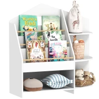 AIYAPLAY Kinderregal mit 7 Regalen für Bücher, Spielzeug, runde Kanten, trägt 40 kg, Weiß(m-12)