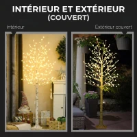HOMCOM Arbre Lumineux LED 180 cm 180 LEDs Blanc Chaud, Arbre Artificiel de Cerisier en Fleurs, IP44, Intérieur Extérieur, Blanc(m-7)