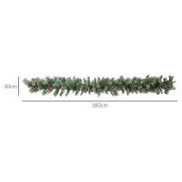 HOMCOM Ghirlanda Natalizia con 50 Luci LED Bianche e Decorazioni, in Plastica e Metallo, 180x30x30 cm, Verde(m-3)