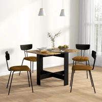 HOMCOM Mesa Plegable de Comedor Mesa de Cocina con Alas Abatibles para Espacio Pequeño 103x76x73,5 cm Negro y Marrón Rústico(m-2)