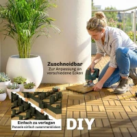 Outsunny Terrassenfliesen 31x31cm 10 Stück / 0,91m² Klickfliesen aus Akazienholz mit Klicksystem für Terrasse Balkon Naturholz(m-6)