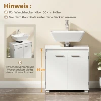 HOMCOM Waschbeckenunterschrank, Modernes freistehendes Badmöbel mit U-förmiger Aussparung, verstellbarem Regal, Weiß(m-5)
