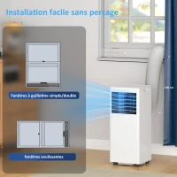 HOMCOM Climatiseur mobile 9000 BTU, climatiseur portable 4 en 1, refroidissement, déshumidificateur, ventilateur, mode nuit(m-8)