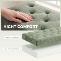 HOMCOM Storage Ottoman, Chenille Upholstered Ottoman Storage Box with Padded Seat, Metal Legs, 114 x 41 x 45 cm, Light Green(m-5)