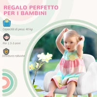 ZONEKIZ Poltrona per Bambini in Stile Scandinavo con Braccioli a Nuvola in Tessuto Bianco, 46x51x55 cm(m-7)