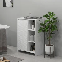 HOMCOM Armario de Baño con Estantes Abiertos Puerta y Estante Ajustable Antivuelco para Salón Dormitorio 53x30x80 cm Blanco(m-10)