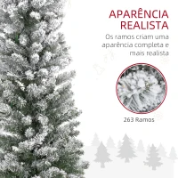 HOMCOM Árvore de Natal 150 cm Árvore de Natal Artificial Nevada com 120 Luzes LED 263 Ramos Verde e Branco(m-6)
