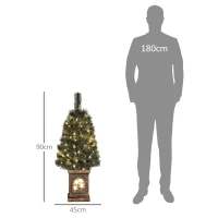 HOMCOM Kerstboom, levensecht uiterlijk, ingebouwde LED's, dimbaar, 8 modi, 45 x 90 cm, Groen(m-3)