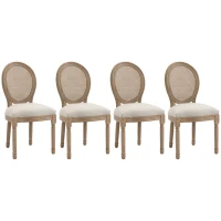 HOMCOM Lot de 4 chaises de Salle à Manger - Chaise de Salon médaillon Style Louis XVI - Bois Massif sculpté, patiné(m-9)
