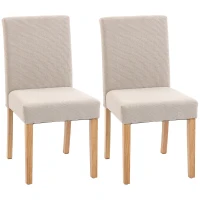 HOMCOM Esszimmerstühle im 2er-Set, moderne Leinen-Polsterstühle mit gepolstertem Sitz und Rückenlehne, Beine aus Kautschukholz(m-12)