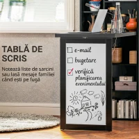 HOMCOM Birou Modern Pliabil cu Bibliotecă și Tablă, din Lemn și Metal, 98x51x153 cm, Negru(m-6)