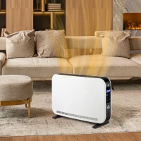HOMCOM Calefactor Eléctrico 1830-2180W con 3 Modos Pantalla Táctil LED Termostato Regulable Temporizador para 12-18 ㎡ Blanco(m-10)