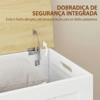 HOMCOM Baú de Arrumação 90 L com Tampa Versátil com Dobradiça de Segurança 80,5x40x46,4 cm Madeira e Branco(m-5)