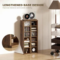 HOMCOM Set of 2 CD Media Display Shelf Unit Tower Rack with Adjustable Shelves, Rustic Brown(m-8)