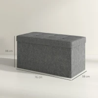 HOMCOM Panca Contenitore Pieghevole da 84L, Coperchio Imbottito e Rivestimento in Tessuto, 76x38x38cm, Grigio Scuro(m-3)