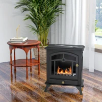 HOMCOM Bio-ethanolhaard, vrijstaand, 3 uur brandduur, tot 25 m², roestvrijstalen behuizing, zwart, 45 x 28 x 54 cm(m-7)