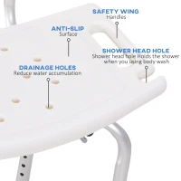HOMCOM Bath Chair Shower Stool Safety Seat Bathroom Adjustable Positions Elderly Aids(m-4)