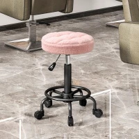 HOMCOM Rollhocker höhenverstellbar Drehhocker 55-66 cm Arbeitshocker 360° drehbar Ø50 x 50-66 cm Rosa(m-10)