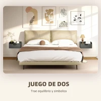 HOMCOM Set de 2 Mesitas de Noche de Pared Mesillas Flotantes con 1 Cajón para Dormitorio Habitación 40x30x19,5 cm Negro(m-4)
