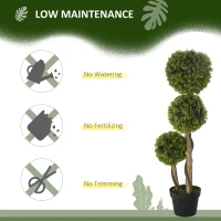 HOMCOM Decorative Artificial Trees Boxwood Ball Topiary Trees in Pot, UV-Cut Fake Plants for Home Indoor Outdoor Decor, 90 cm, Light Green(m-6)