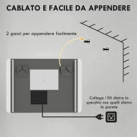 HOMCOM Specchio Bagno con Luce LED a 3 Temperature, Interruttore Touch e Antiappannamento, 70x50cm(m-8)