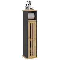 HOMCOM Meuble de salle de bain avec support papier toilette rangement avec barre amovible 2 Niveaux + Sortie Papier MDF Bambou(m-11)