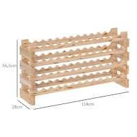 HOMCOM Casier à bouteilles pour 48 bouteilles, étagère à vin avec 4 niveaux modulable, 114×28×56,5cm, bois naturel(m-3)