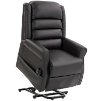 HOMCOM Elektrische sta-opstoel met vibratiemassage en warmtefunctie, seniorenfauteuil van bruin PU-leer(m-1)