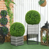 HOMCOM 2er-Set Buchsbaumkugel, Künstliche Pflanzen, Zimmerpflanze mit UV-Schutz, Deko-Pflanze, für Indoor, Outdoor, Grün(m-10)