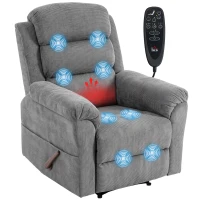 HOMCOM Massage-relaxfauteuil met warmte, verstelbare hoofdsteun en wandbesparend ontwerp, grijs(m-15)