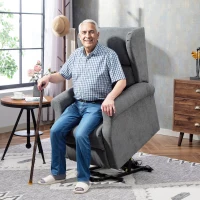 HOMCOM Power Lift Recliner Armchair, Electric Lift Chair for Elderly, Fabric Riser and Reclining Chair with Remote Control, Side Pockets, Extended Footrest, for Living Room, Charcoal Grey(m-2)