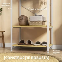 HOMCOM Cuier Mobil 2 în 1 cu Raft pe 2 Niveluri, din Oțel și PAL, 60x40x167.5 cm(m-5)