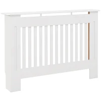 HOMCOM Cubre Radiador Cubierta de Radiador para Radiador con Dispositivo Antivuelco Diseño Moderno MDF 112x19x81cm Blanco(m-11)