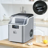 HOMCOM 3.2L Compact Ice Machine, with LCD Screen and Accessories - Silver-Tone(m-3)