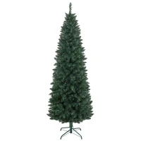 HOMCOM Sapin de Noël Artificiel 210 cm Arbre de Noël Slim avec support en acier pliable, 687 branches épines Vert(m-12)