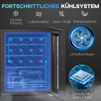 HOMCOM Vrijstaande wijnkoelkast, 16 flessen, voor thuisbar, woonkamer, keuken Touchscreen, glazen deur, LED-verlichting(m-4)