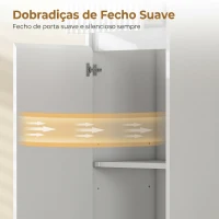 HOMCOM Armário Alto de Casa de Banho com Gaveta Design Canelado Prateleira Ajustável Prateleiras Abertas para Espaços Pequenos Branco(m-6)