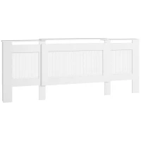 HOMCOM Radiatorbekleding, lamellenontwerp, verstelbare lengte 125-201 cm, MDF, wit(m-11)
