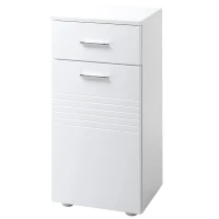 kleankin Armario Auxiliar de Baño Mueble de Baño de Suelo con Puerta Cajón y Estante Ajustable para Salón 35x30x77,5 cm Blanco(m-12)