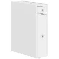 HOMCOM Dulap Baie Slim cu 2 Sertare și Compartiment Deschis, 16x48x58 cm, Alb(m-1)