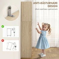 HOMCOM Mobilier de Depozitare Minimal cu 2 Dulapuri și Rafturi Reglabile, din Lemn culoare Stejar, 59x31x155 cm(m-7)