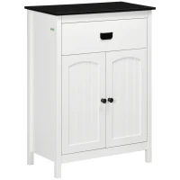 kleankin Armario Auxiliar de Baño Estilo Moderno con 1 Cajón 2 Puertas y Estante para Lavabo Ducha  60x30x80 cm Blanco(m-1)